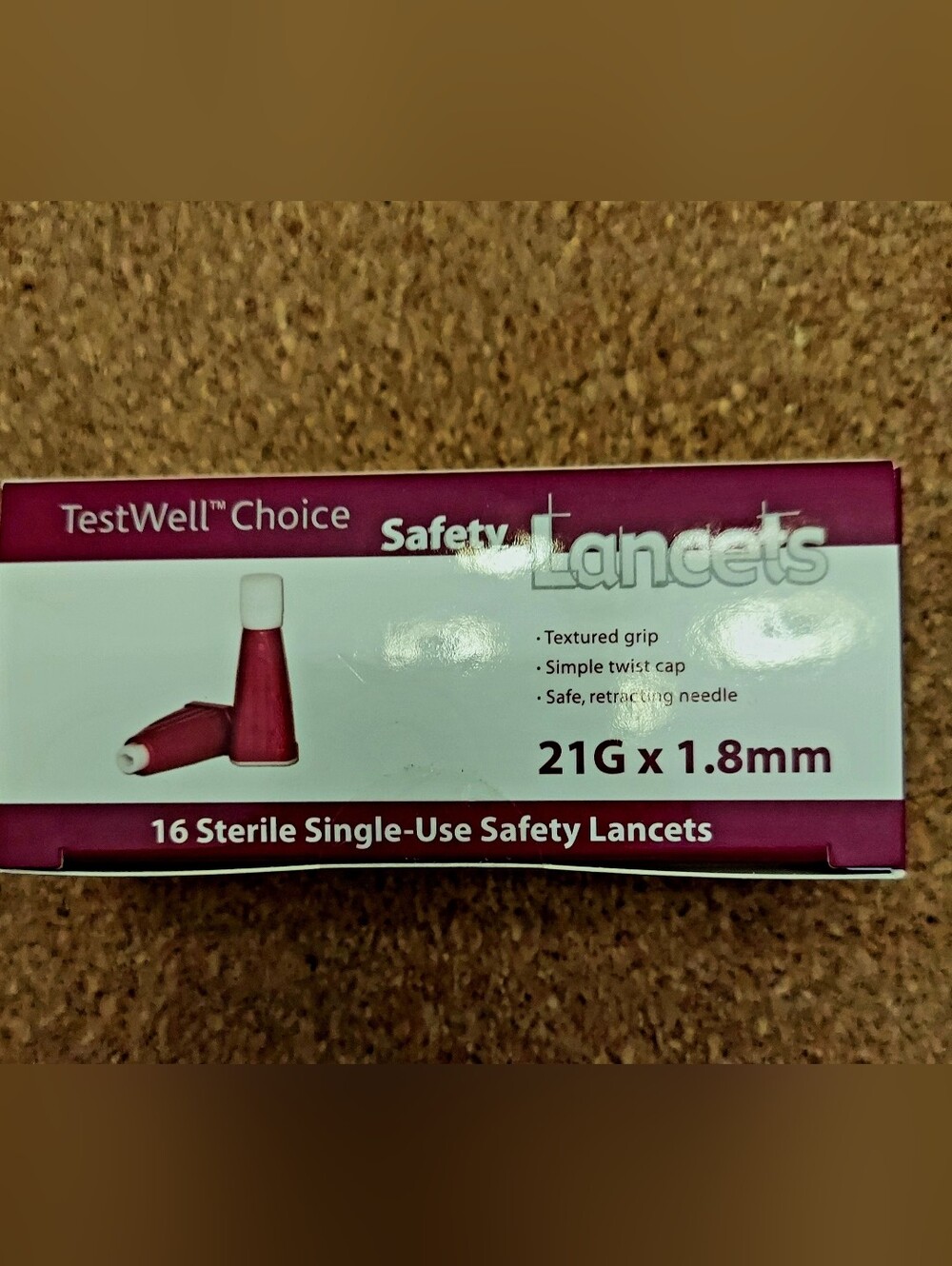 TestWell Choice Safety Lancets - Burgundy/White